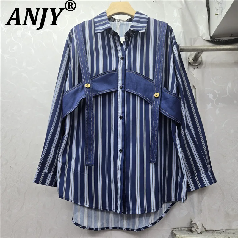 ANJY 2026, весенняя новая женская трендовая корейская элегантная джинсовая полосатая лоскутная рубашка с цветными блоками, искусственная рубашка из двух предметов с длинным рукавом A18126
ANJY 2026, весенняя новая женская трендовая корейская элегантная джинсовая полосатая лоскутная рубашка с цветными блоками, искусственная рубашка из двух предметов с длинным рукавом A18126