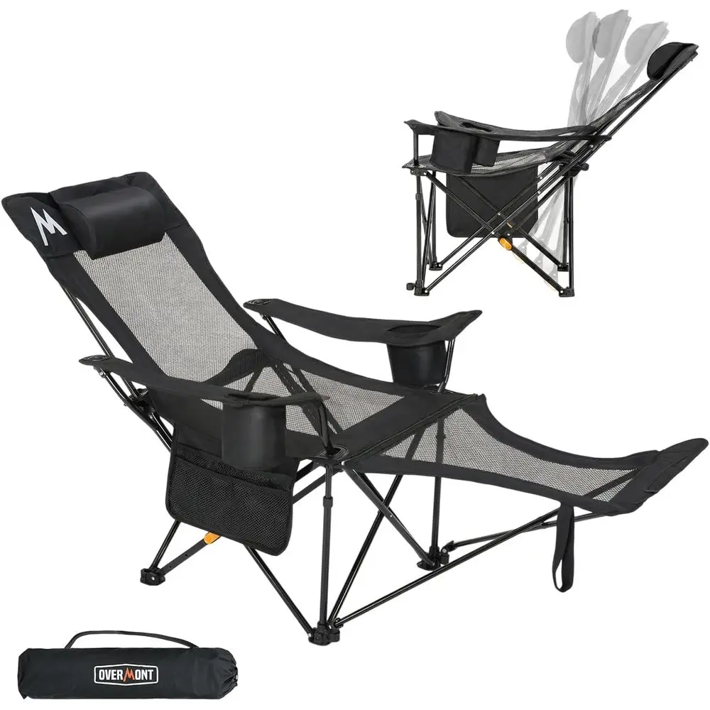 Reclining Camping Chair with Removable ootrest - 4-Position Adjustable olding Lounge Chair or Adults with Removable Pillow Carry
Reclining Camping Chair with Removable ootrest - 4-Position Adjustable olding Lounge Chair or Adults with Removable Pillow Carry