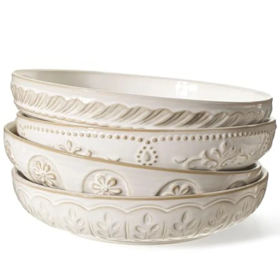 Pasta Bowls 50oz Large Salad Serving Bowls 9.75'' Plates Bowls Set of 4 Big White Ceramic Soup Bowls for Kitchen Embossment Sha
Pasta Bowls 50oz Large Salad Serving Bowls 9.75'' Plates Bowls Set of 4 Big White Ceramic Soup Bowls for Kitchen Embossment Sha