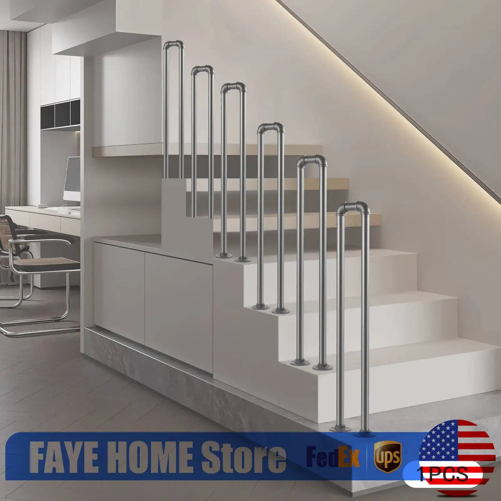 U-Shaped Handrail, 85cm Industrial Style Pipe Stair Handrail, Black Indoor Outdoor Staircase Railing
U-Shaped Handrail, 85cm Industrial Style Pipe Stair Handrail, Black Indoor Outdoor Staircase Railing