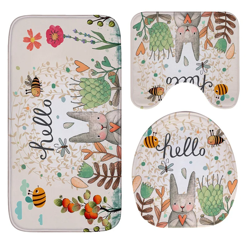 Honlaker Hello Rabbit Flannel Absorbent Non-Slip Mat Bathroom Toilet Mats Set Bath Rugs Toilet Covers
Honlaker Hello Rabbit Flannel Absorbent Non-Slip Mat Bathroom Toilet Mats Set Bath Rugs Toilet Covers