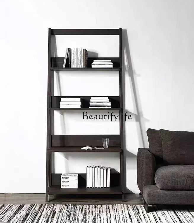ls 27Italian light luxury ash wood smoked trapezoidal bookshelf modern simple study solid wood shelf 
ls 27Italian light luxury ash wood smoked trapezoidal bookshelf modern simple study solid wood shelf