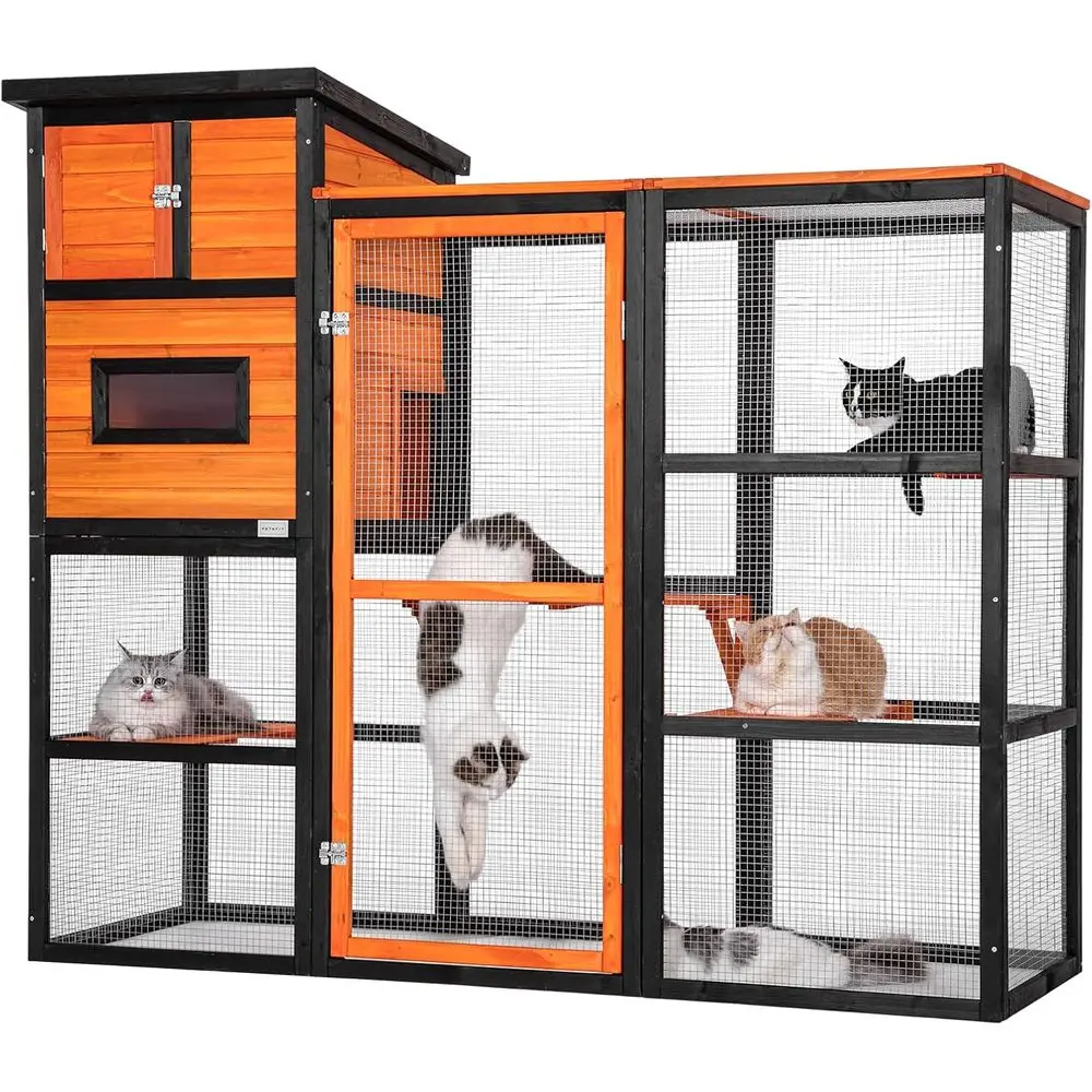 Spacious Waterproof PVC Roof Cat Enclosure with 4 Platforms and 2 Resting Rooms for Outdoor Cats and Small Animals
Spacious Waterproof PVC Roof Cat Enclosure with 4 Platforms and 2 Resting Rooms for Outdoor Cats and Small Animals