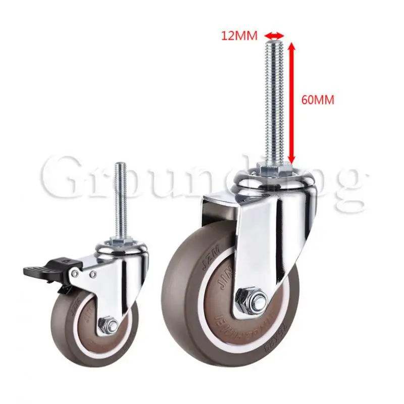 4Pcs Swivel Rubber Caster Durable Industrial Castors, M12x60mm Threaded Stem Locking Casters for Furniture Shelving Carts
4Pcs Swivel Rubber Caster Durable Industrial Castors, M12x60mm Threaded Stem Locking Casters for Furniture Shelving Carts