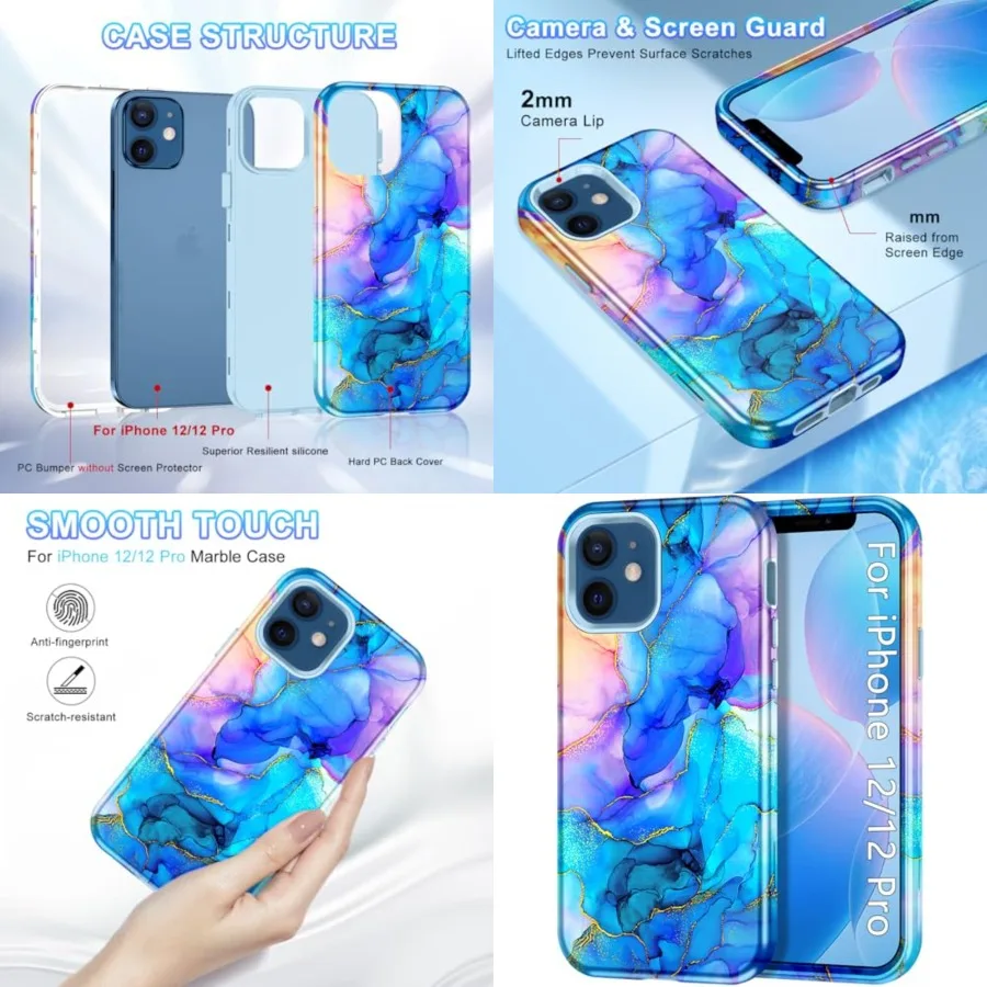 for iPhone 12 Case/iPhone 12 Pro Case, Heavy Duty Three Layer Marble Shockproof Full Body Rugged Hard PC+Soft TPU Bumper Drop P
for iPhone 12 Case/iPhone 12 Pro Case, Heavy Duty Three Layer Marble Shockproof Full Body Rugged Hard PC+Soft TPU Bumper Drop P