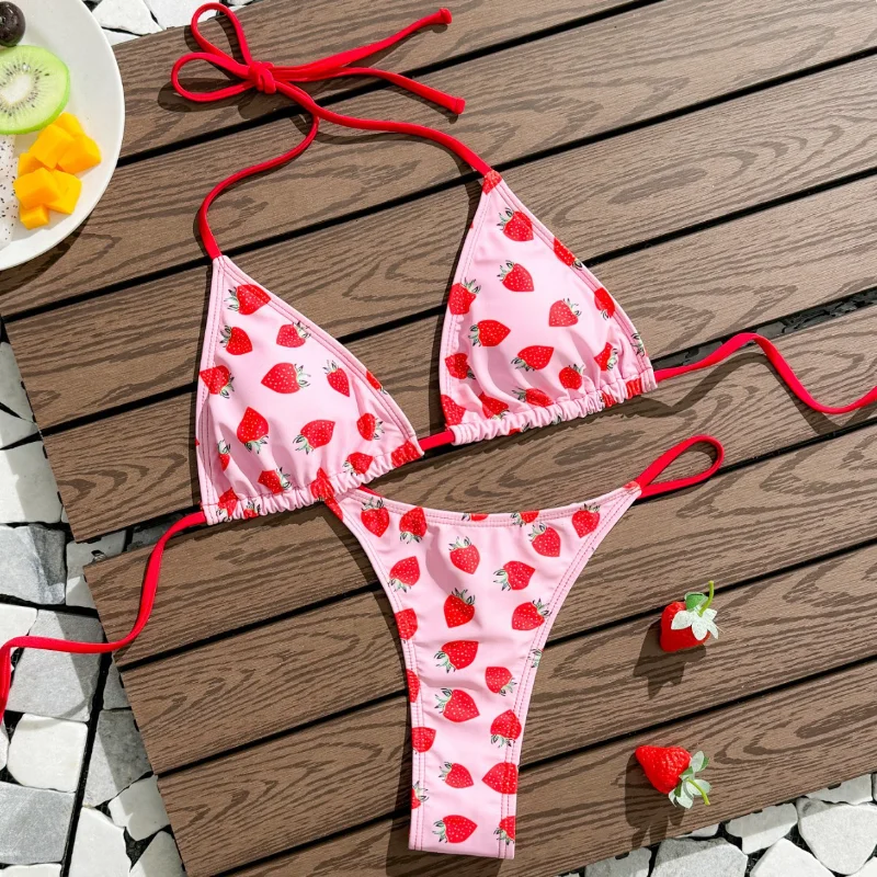 Women Sexy Bikinis Strawberry Printed Swimming Suit Brazilian Swimwear Thong Low Waist Bathing Suit Tankini Maillot De Bain
Women Sexy Bikinis Strawberry Printed Swimming Suit Brazilian Swimwear Thong Low Waist Bathing Suit Tankini Maillot De Bain