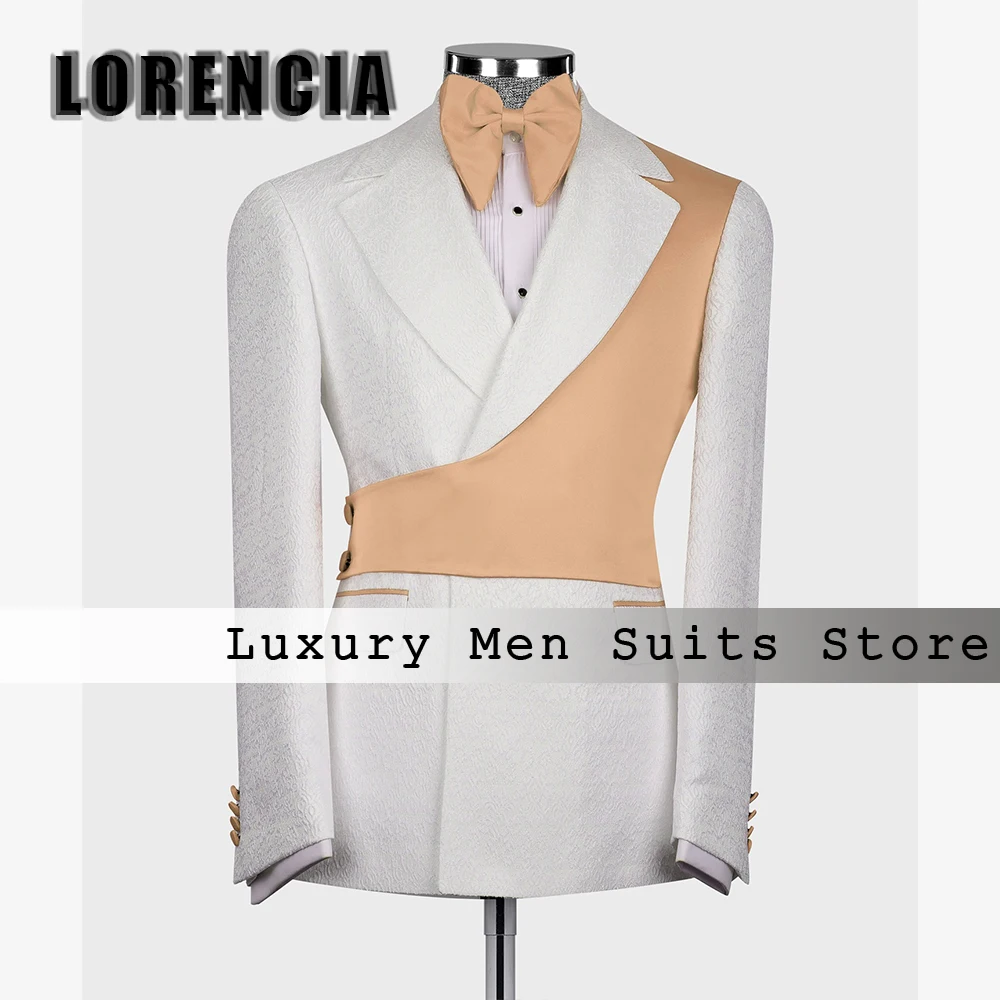 Elegant Jacquard Male Suits 2 Pieces Silm Fit Flat Collar Wedding Groom Tuxedos Customized Blazer Pants jaqueta masculina couro
Elegant Jacquard Male Suits 2 Pieces Silm Fit Flat Collar Wedding Groom Tuxedos Customized Blazer Pants jaqueta masculina couro