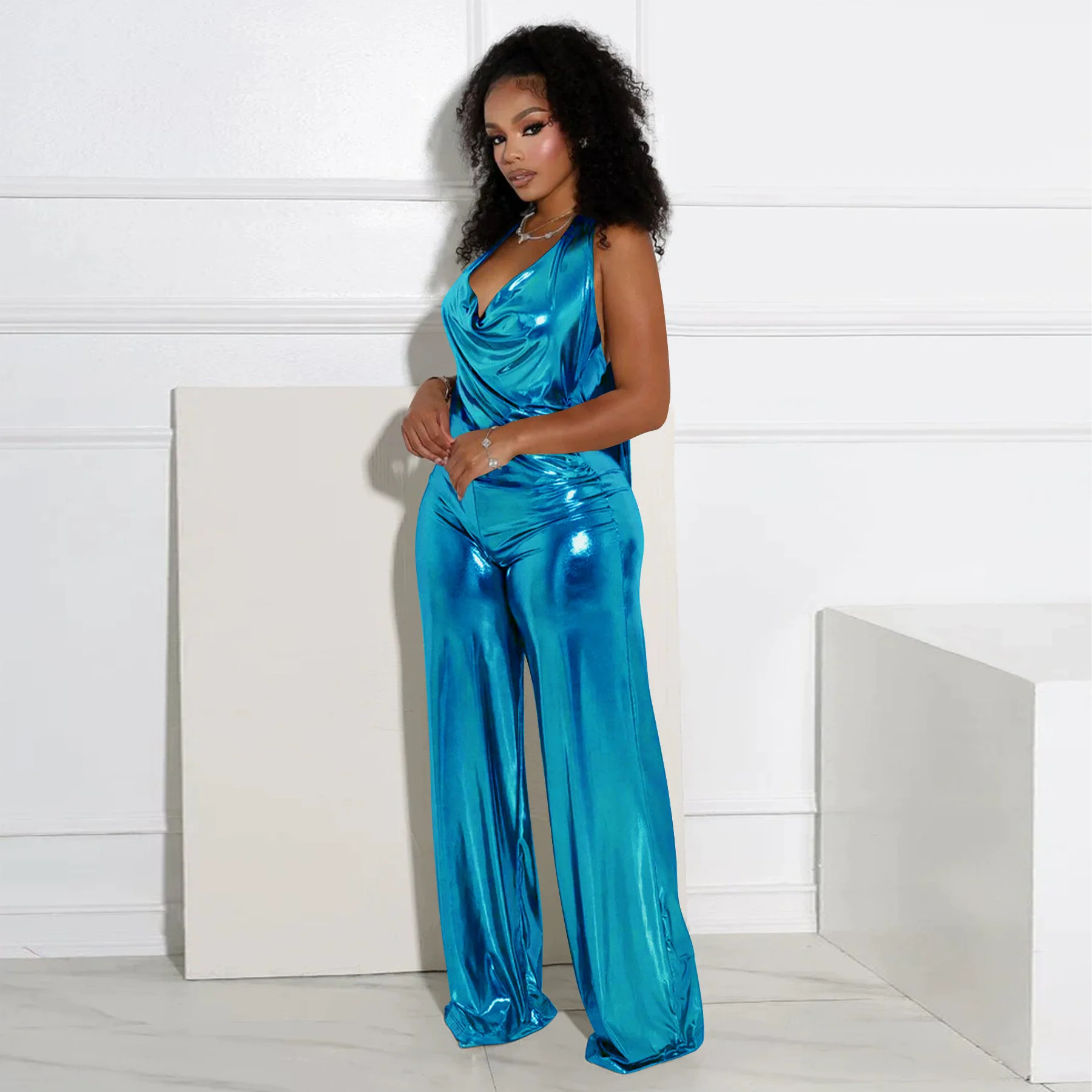 Spring Sexy One Piece Set Streetwear Outfits Women Heaps Collar V-Neck Backless Wide Leg Straight Sleeveless Jumpsuits
Spring Sexy One Piece Set Streetwear Outfits Women Heaps Collar V-Neck Backless Wide Leg Straight Sleeveless Jumpsuits