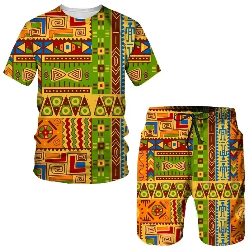 Men Sportswear With African Ethnic Style 3D Printed T-shirt Shorts Set Round Neck Casual Short Sleeve Suit Summer Streetwear
Men Sportswear With African Ethnic Style 3D Printed T-shirt Shorts Set Round Neck Casual Short Sleeve Suit Summer Streetwear