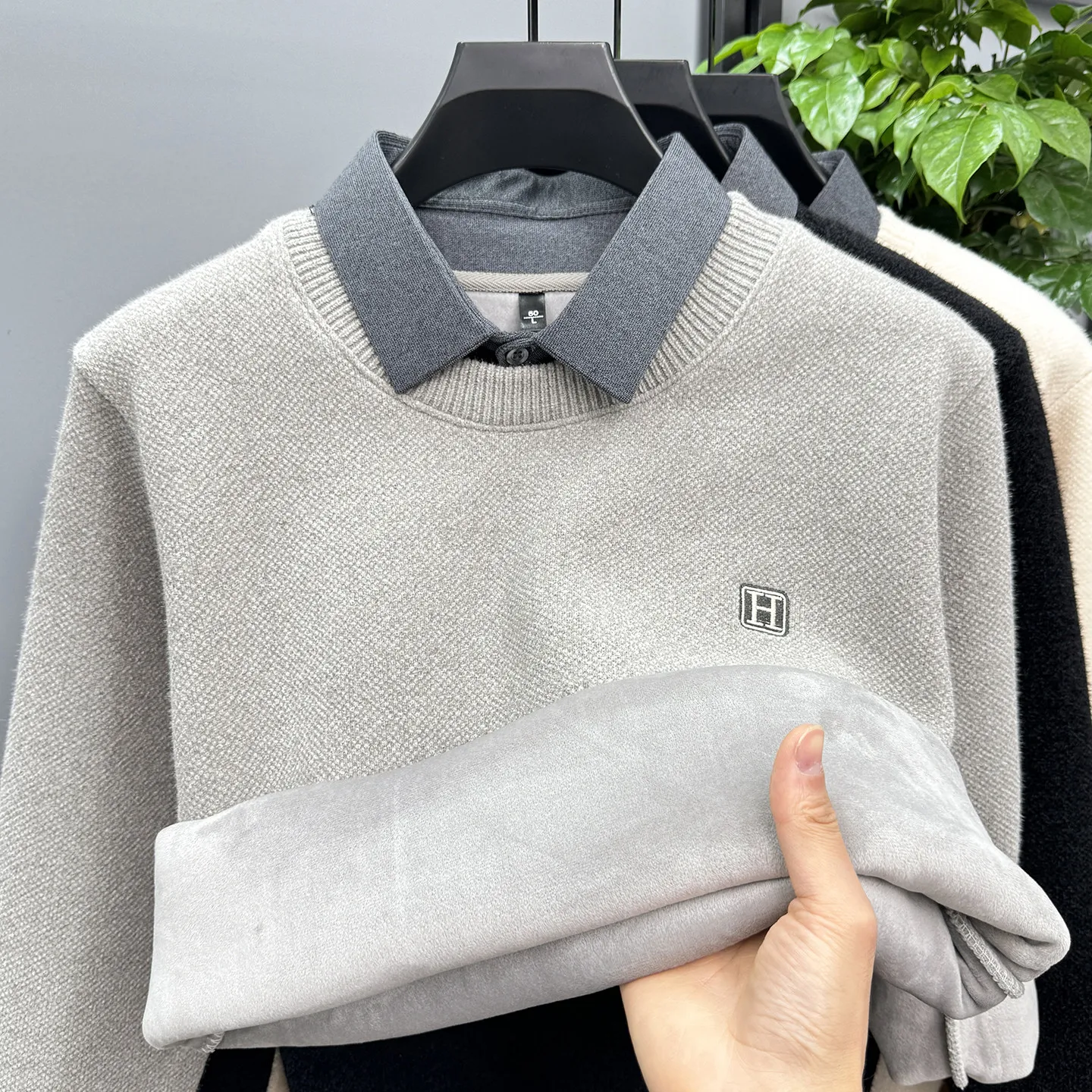 Thiened Fce Knitted Sweater Men's irt Collar Fake Two-Piece Winter Warm Casual Wear Polyester Fiber Long Sve Top
Thiened Fce Knitted Sweater Men's irt Collar Fake Two-Piece Winter Warm Casual Wear Polyester Fiber Long Sve Top