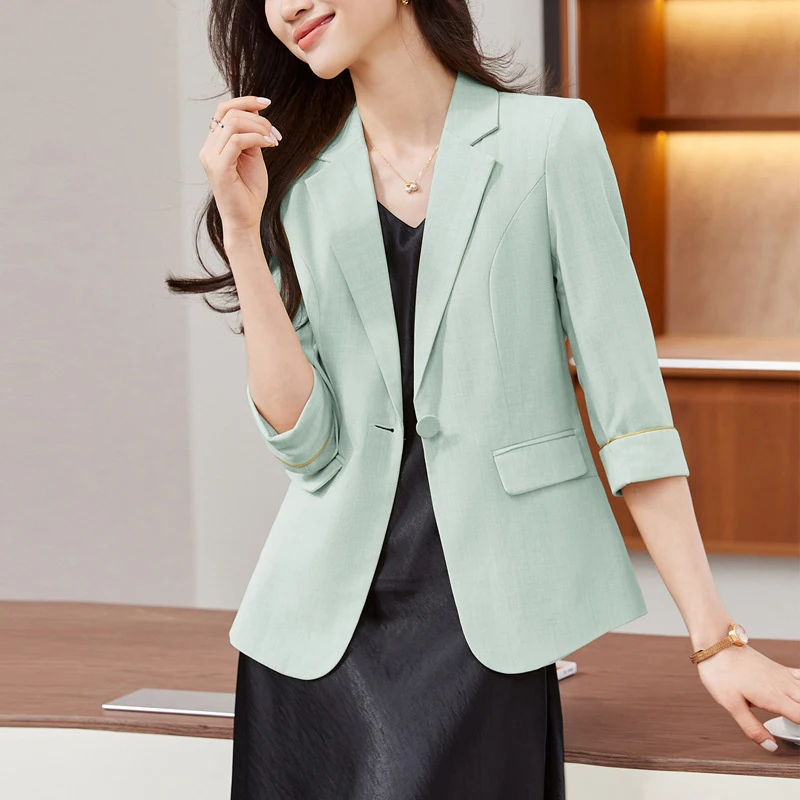 GDX119Black casual blazer for women2026New Summer Style Elegant Lightweight Three-Quarter Sleeve Suit
GDX119Black casual blazer for women2026New Summer Style Elegant Lightweight Three-Quarter Sleeve Suit