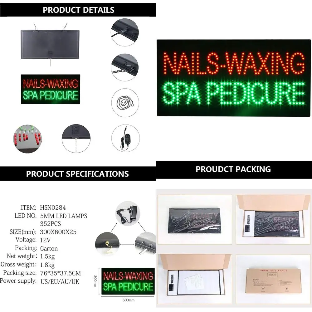 24x12 Inch LED Open Sign for Nail Salon - Pedicure & Spa Wall Decor
24x12 Inch LED Open Sign for Nail Salon - Pedicure & Spa Wall Decor