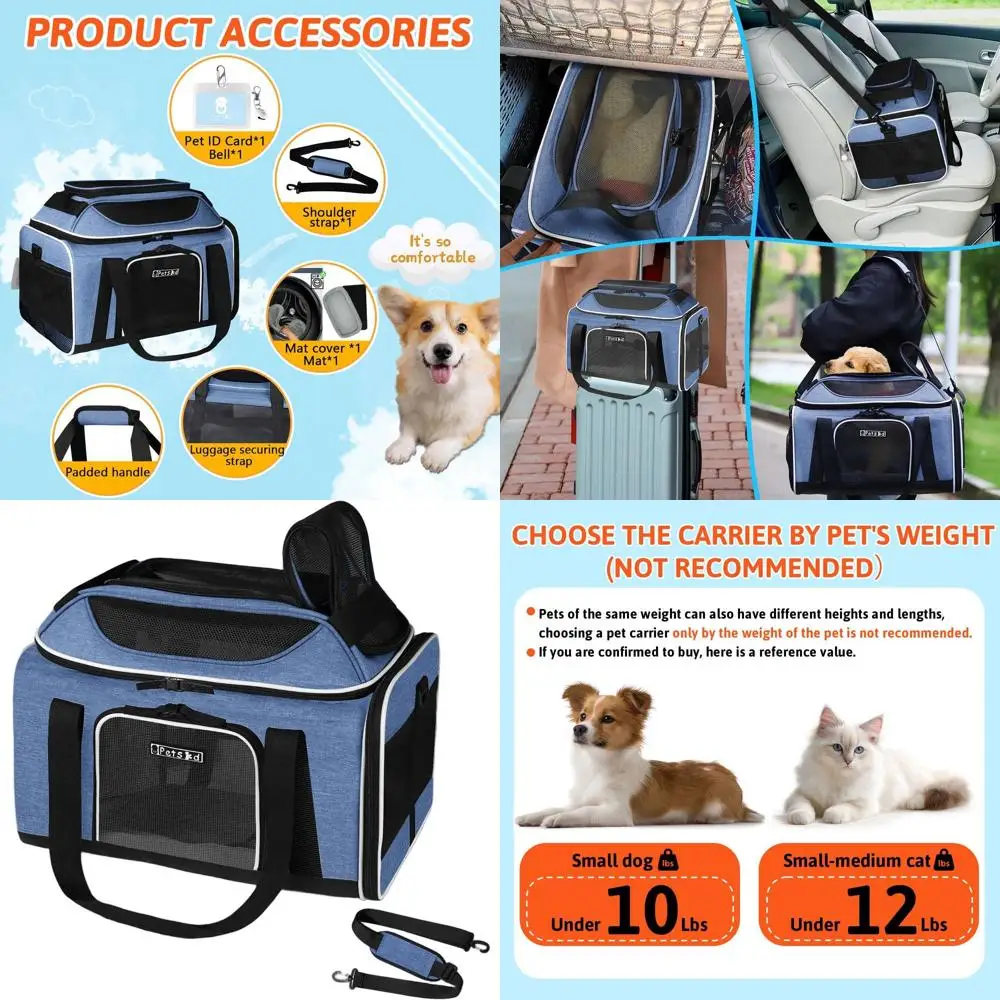 Approved Soft-Sided Pet Carrier for Small Cats & Dogs, 17x11x9.5, Locking Zippers, Anti-Scratch Mesh, Blue
Approved Soft-Sided Pet Carrier for Small Cats & Dogs, 17x11x9.5, Locking Zippers, Anti-Scratch Mesh, Blue