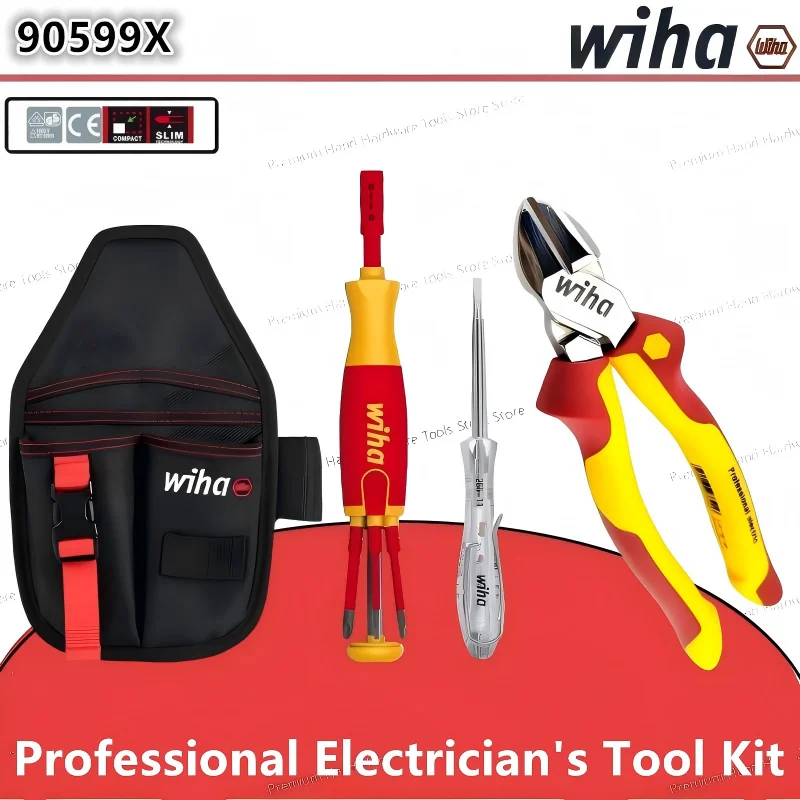 Wiha 90599X 4-in-1 VDE 1000V Insulated Tool Kit Screwdriver Cutter Tester with Carry Bag for Professional Electrician Repair
Wiha 90599X 4-in-1 VDE 1000V Insulated Tool Kit Screwdriver Cutter Tester with Carry Bag for Professional Electrician Repair