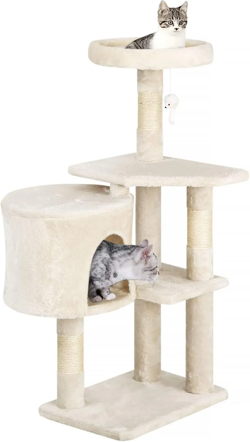 | 36" Cat Tree Tower | Beige | Sturdy Multi-Level Cat Tree with Plush Condo, Cozy Perch, Sisal Scratching Posts, Hanging
| 36" Cat Tree Tower | Beige | Sturdy Multi-Level Cat Tree with Plush Condo, Cozy Perch, Sisal Scratching Posts, Hanging