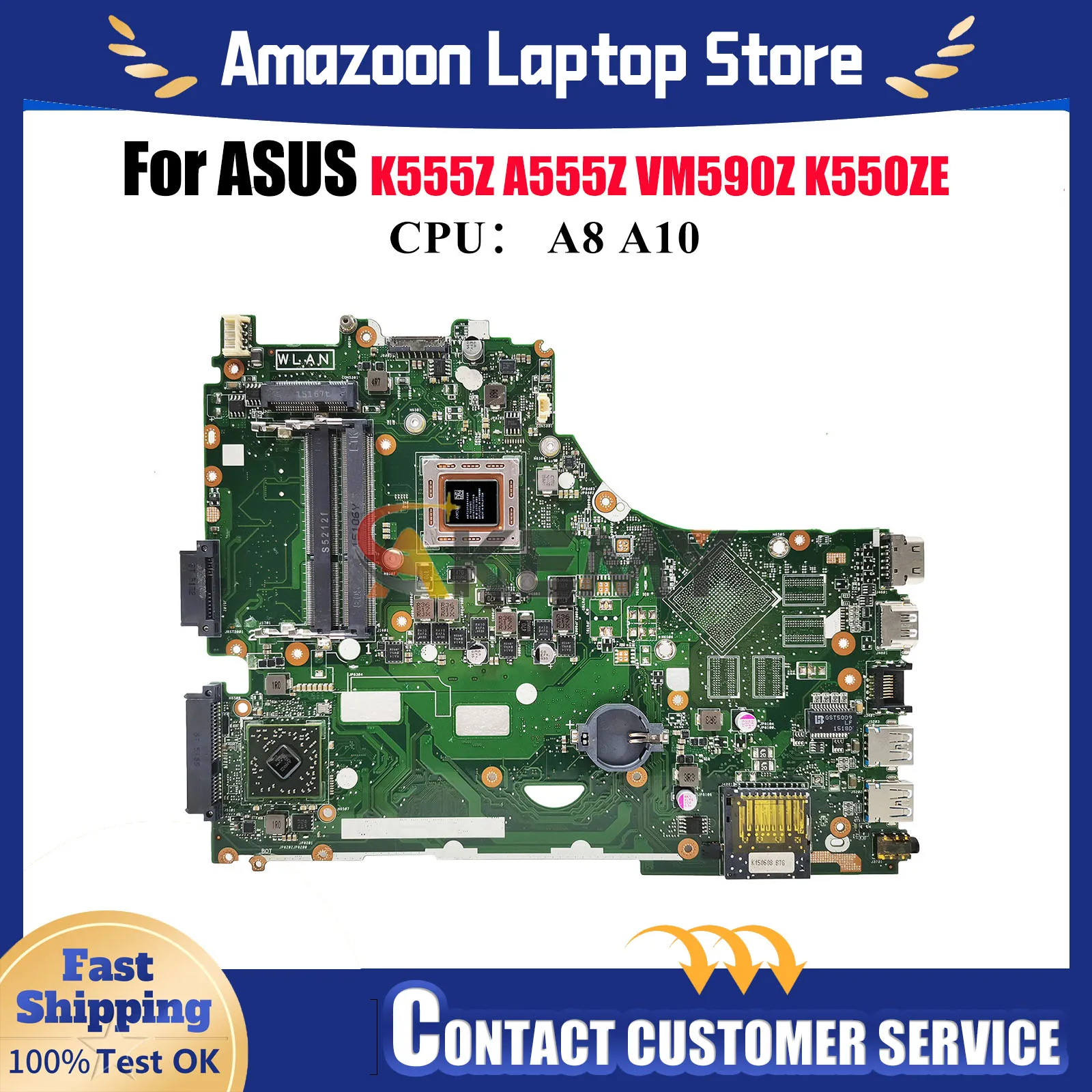 X550ZA Laptop Motherboard For ASUS VivoBook A555Z K555Z VM590Z F550ZE X550Z A550ZE X550ZE K550ZE Mainboard With A8 A10 CPU stk
X550ZA Laptop Motherboard For ASUS VivoBook A555Z K555Z VM590Z F550ZE X550Z A550ZE X550ZE K550ZE Mainboard With A8 A10 CPU stk