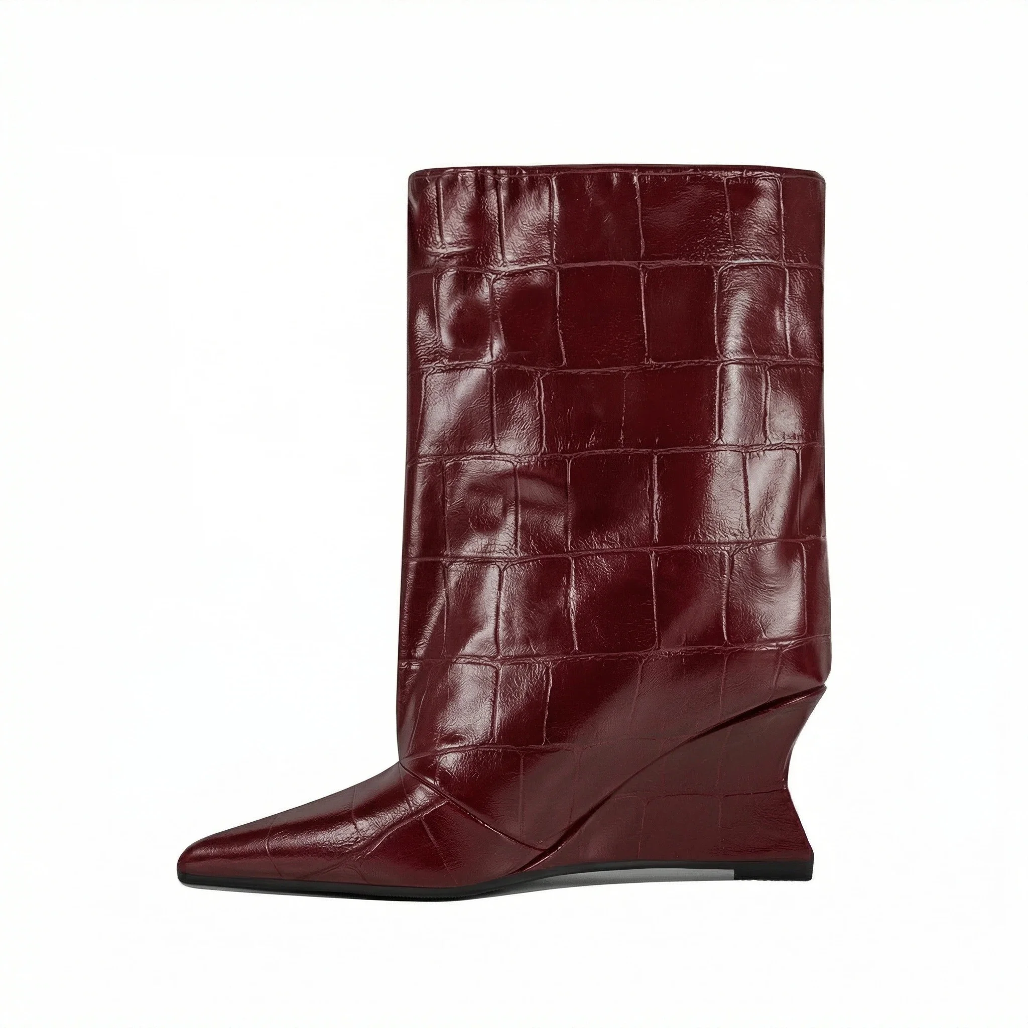 Pointed toe wide wedge heel mid-calf boots large leg circumference fat mm leg trimming boots one-leg high-heeled straight boots
Pointed toe wide wedge heel mid-calf boots large leg circumference fat mm leg trimming boots one-leg high-heeled straight boots