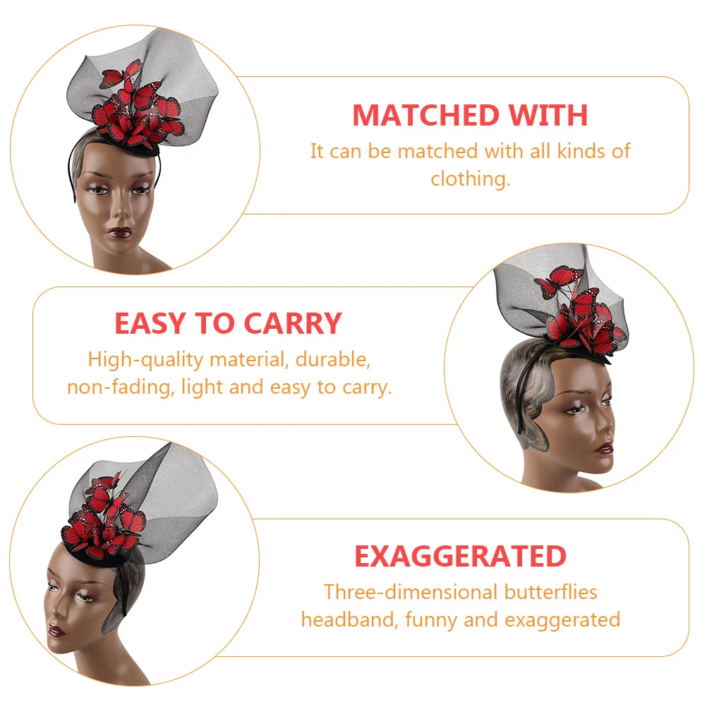 1pc 3D Butterfly Hairband Gauze Headdress Party Costume Hair Accessory Fashion Lady Headband For Halloween Masquerade Black Red
1pc 3D Butterfly Hairband Gauze Headdress Party Costume Hair Accessory Fashion Lady Headband For Halloween Masquerade Black Red