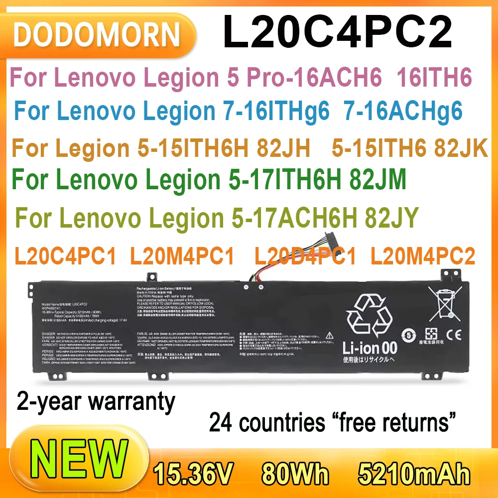 Новый аккумулятор L20C4PC2 для ноутбука Lenovo Legion 5 Pro-16ACH6/16ITH6,5-15ITH6H 82JH/82JK,7-16ITHg6/16ACHg6,5-17ACH6H 82JY L20C4PC1
Новый аккумулятор L20C4PC2 для ноутбука Lenovo Legion 5 Pro-16ACH6/16ITH6,5-15ITH6H 82JH/82JK,7-16ITHg6/16ACHg6,5-17ACH6H 82JY L20C4PC1