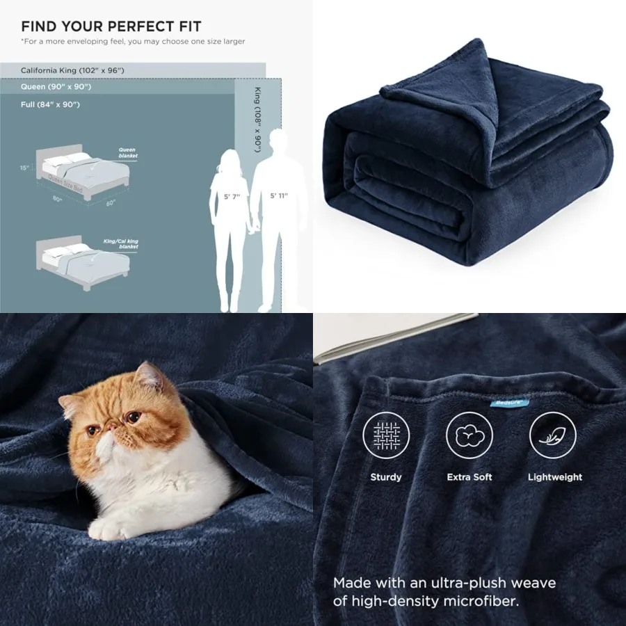 GentleSoft Navy Fleece Blankets King Size - Bed Blanket Soft weight Plush Cozy Fuzzy Luxury Microfiber, 108x90 Inch
GentleSoft Navy Fleece Blankets King Size - Bed Blanket Soft weight Plush Cozy Fuzzy Luxury Microfiber, 108x90 Inch