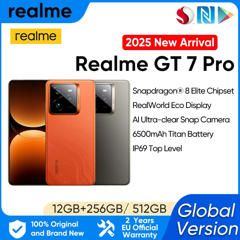 Global Version realme GT 7 Pro 5G Smartphone Snapdragon 8 Elite 6.78'' 120Hz Eco OLED DisPlay 120W SUPERVOOC 50MP Camera NFC GPS
Global Version realme GT 7 Pro 5G Smartphone Snapdragon 8 Elite 6.78'' 120Hz Eco OLED DisPlay 120W SUPERVOOC 50MP Camera NFC GPS