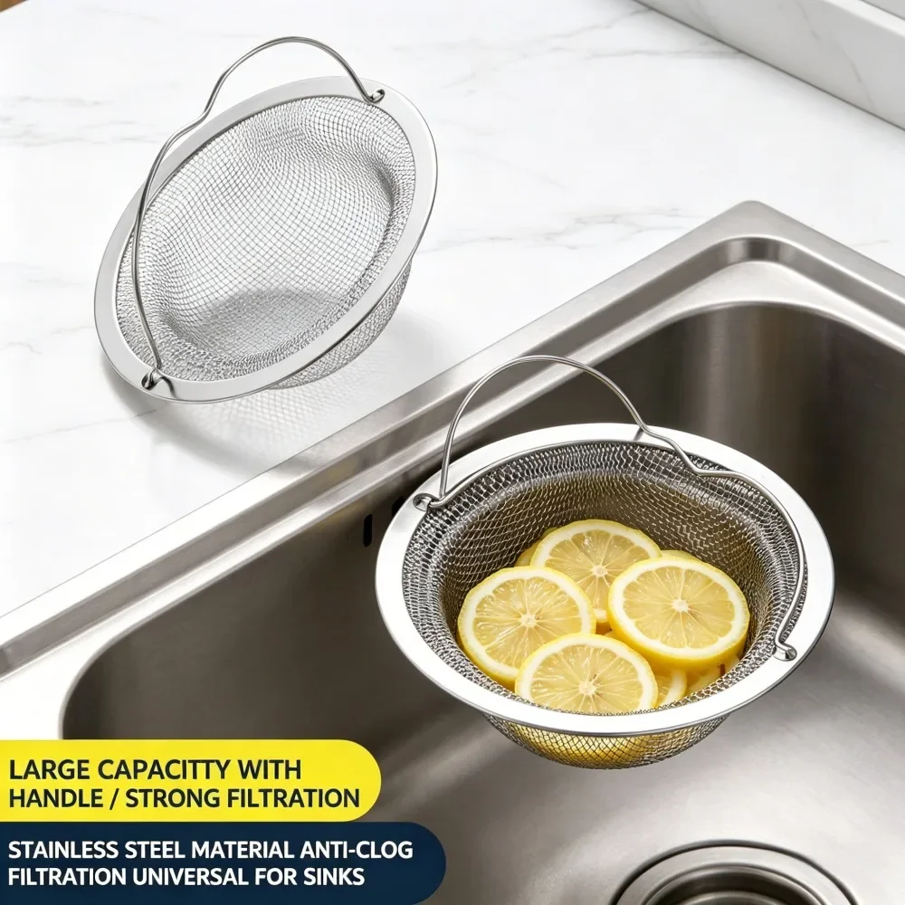 1Pcs Rustproof 201 Stainless Steel Sink Filter with Handle, Kitchen Bathroom Anti-Clogging Mesh Filter, Easy to Clean
1Pcs Rustproof 201 Stainless Steel Sink Filter with Handle, Kitchen Bathroom Anti-Clogging Mesh Filter, Easy to Clean