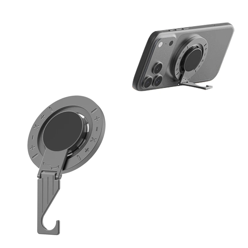 Magnetic Phone Mount with Multi-Functional Hook—Designed For phones with rear magnetic attachments; can also hold other items
Magnetic Phone Mount with Multi-Functional Hook—Designed For phones with rear magnetic attachments; can also hold other items