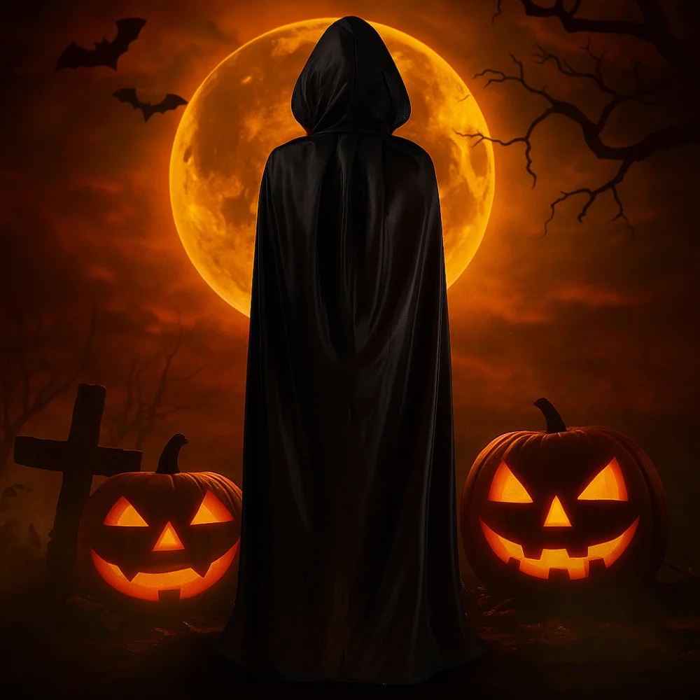 Reversible Halloween Cloak Stand Collar Hooded Wizard Robe Scary Costumes Witch Clothes Performance Costumes
Reversible Halloween Cloak Stand Collar Hooded Wizard Robe Scary Costumes Witch Clothes Performance Costumes