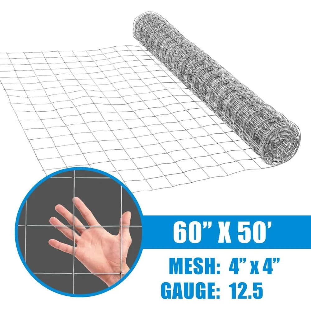 Galvanized Welded Wire Fence Roll 5ft x 50ft, 4x4 Mesh, Heavy Duty for Animal Enclosure & Home Improvement
Galvanized Welded Wire Fence Roll 5ft x 50ft, 4x4 Mesh, Heavy Duty for Animal Enclosure & Home Improvement