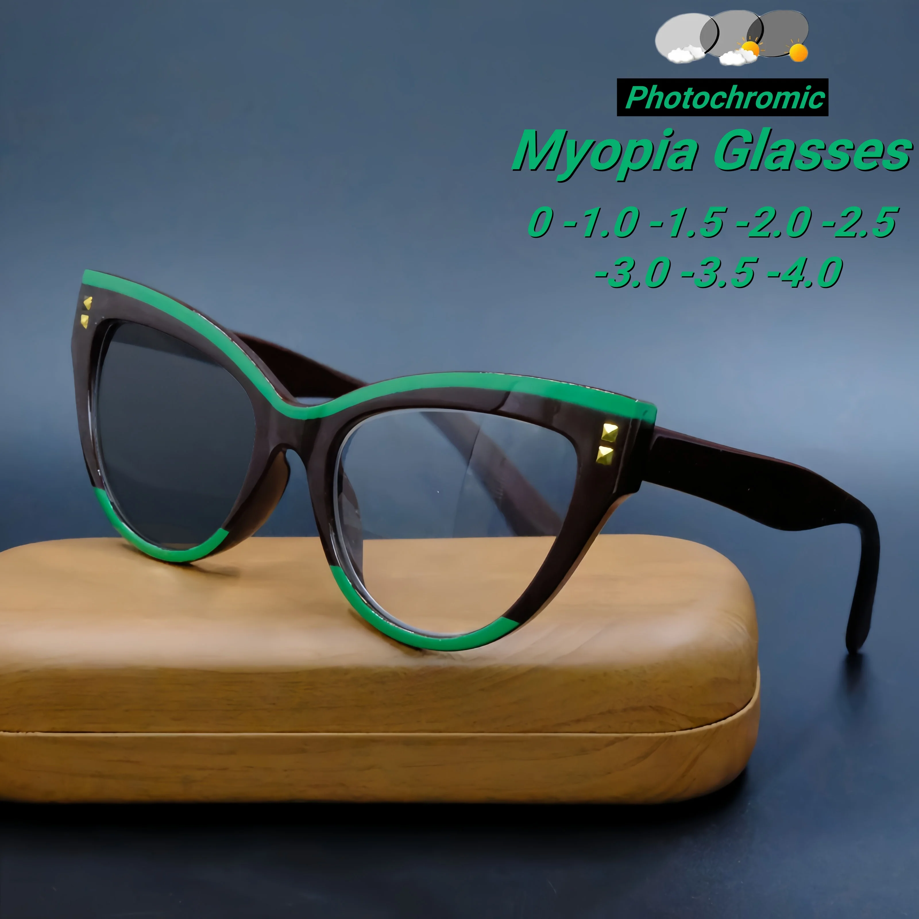 Retro Personality Cat Eye Photochromic Women's Myopia Glasses Fashionable Neutral High-quality Anti Blue Light Glasses
Retro Personality Cat Eye Photochromic Women's Myopia Glasses Fashionable Neutral High-quality Anti Blue Light Glasses