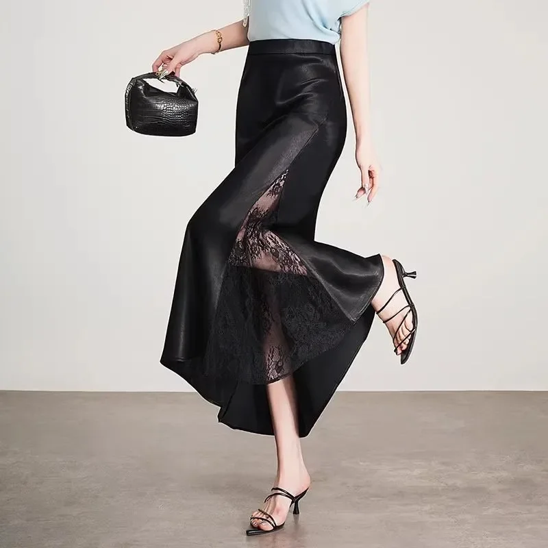 Women's Elegant Solid Satin Patchwork Lace Skirt Summer New Versatile Fake Two Piece Office Skirt
Women's Elegant Solid Satin Patchwork Lace Skirt Summer New Versatile Fake Two Piece Office Skirt