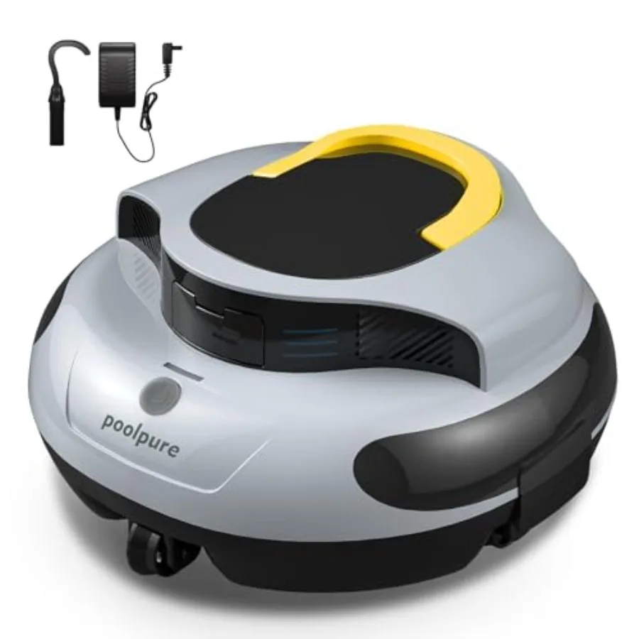 Cordless Robotic Pool Cleaner for inground pools, ABS plastic, white and gray, dual 30W motors with 5000mAh battery and 120-min
Cordless Robotic Pool Cleaner for inground pools, ABS plastic, white and gray, dual 30W motors with 5000mAh battery and 120-min