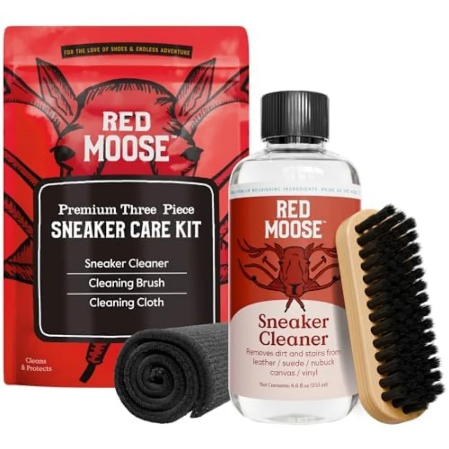 RED MOOSE Shoe and Sneaker Cleaner Kit Leather, Suede, Nubuck, Canvas and White Shoes with Brush, Foam and Cloth, Made in USA
RED MOOSE Shoe and Sneaker Cleaner Kit Leather, Suede, Nubuck, Canvas and White Shoes with Brush, Foam and Cloth, Made in USA