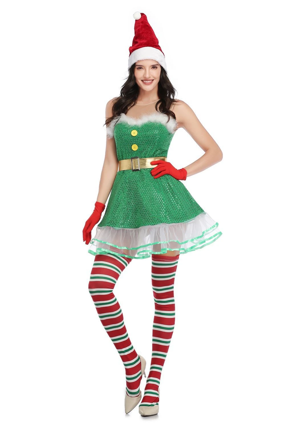 Cute Green Christmas Costume Santa Elf Fancy Strapless Sequin Dress Hat Suit Female Xmas Carnival Party Role-playing Outfits New
Cute Green Christmas Costume Santa Elf Fancy Strapless Sequin Dress Hat Suit Female Xmas Carnival Party Role-playing Outfits New