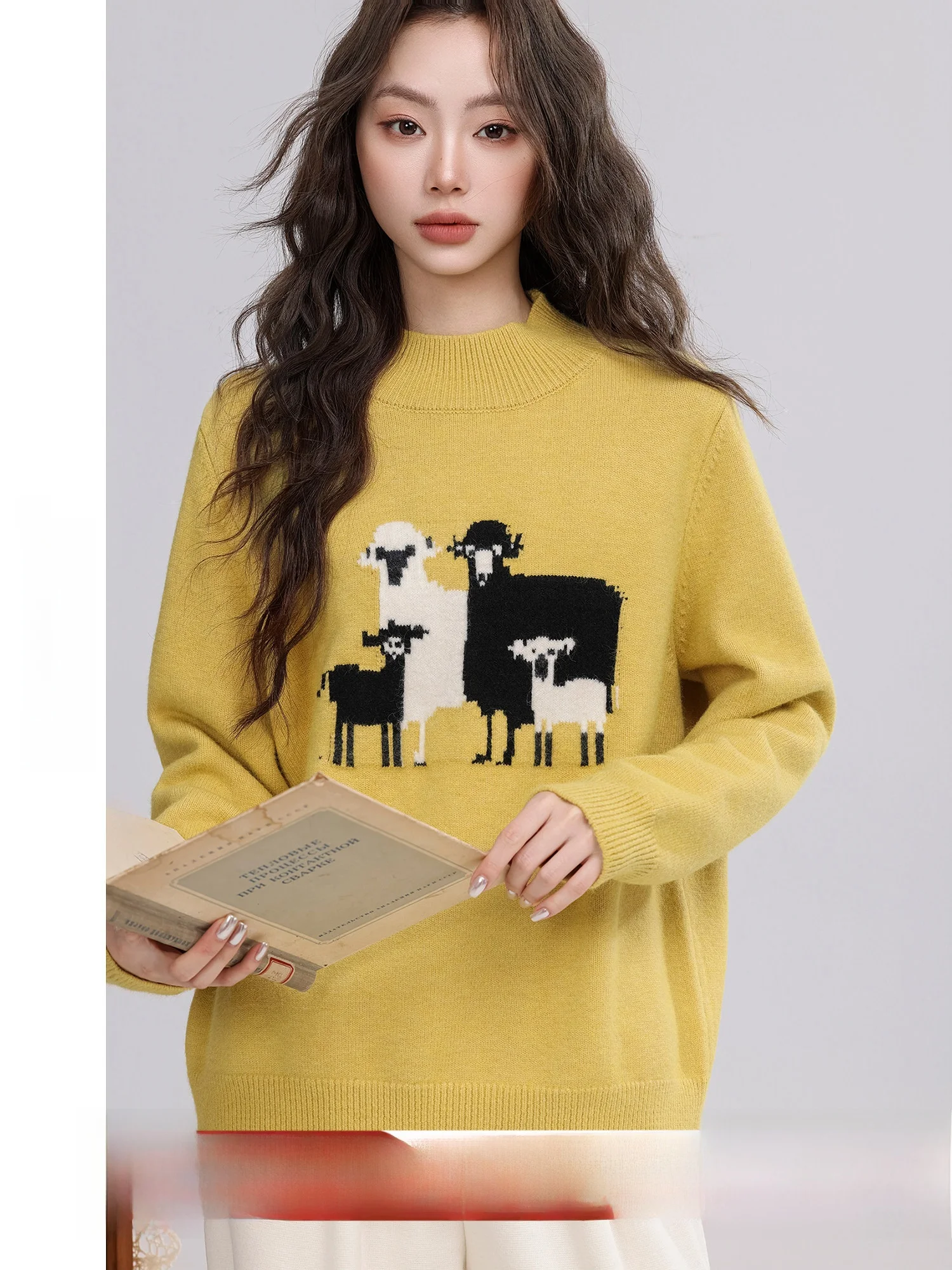 Retro Cartoon Loose round Neck Women's Winter Sweater Sheep Embroidery Casual Long Sleeve Polyester Acrylic Nylon Blend
Retro Cartoon Loose round Neck Women's Winter Sweater Sheep Embroidery Casual Long Sleeve Polyester Acrylic Nylon Blend