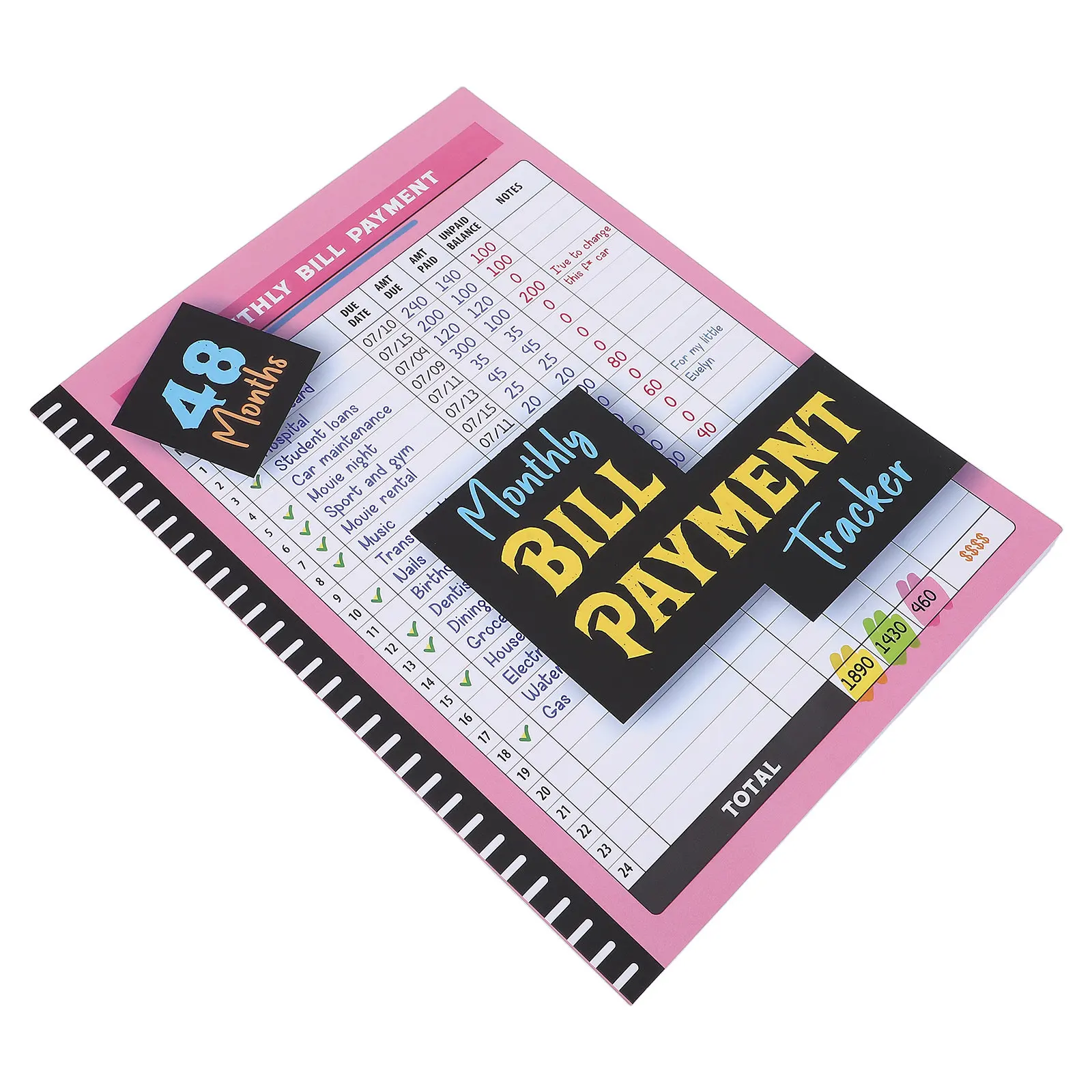Ежемесячный блокнот-органайзер для учета платежей на 48 месяцев, розовый, для отслеживания личных финансов и расходов
Ежемесячный блокнот-органайзер для учета платежей на 48 месяцев, розовый, для отслеживания личных финансов и расходов