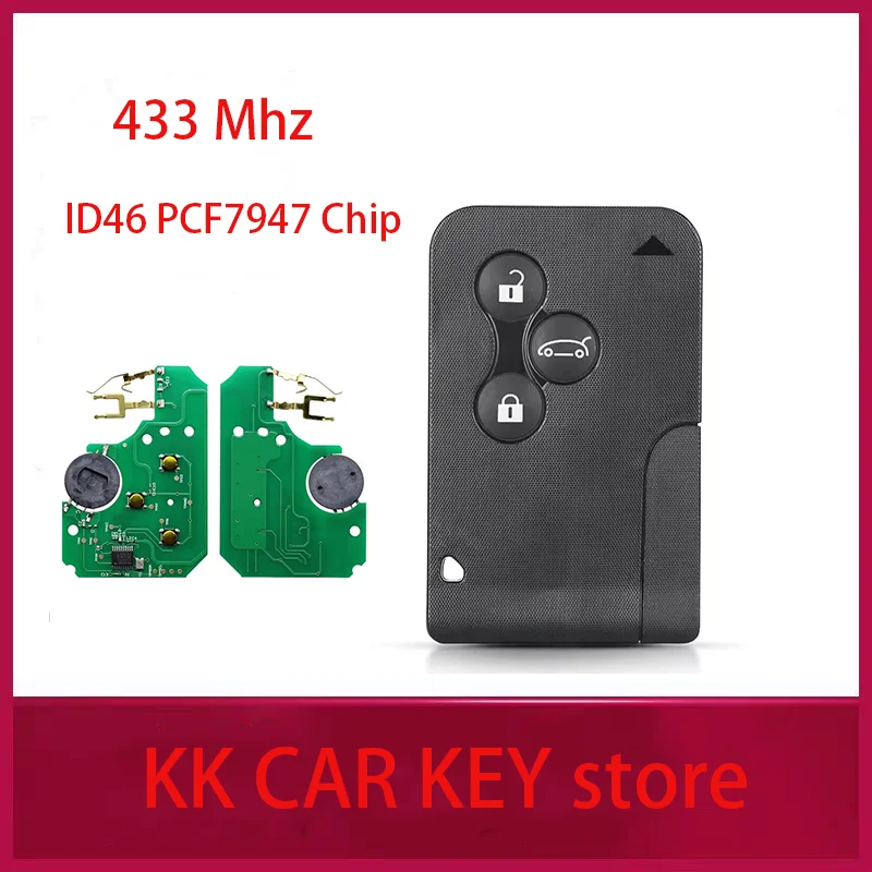For Renault Megane Scenic 2003-2008 Remote Key 433 Mhz ID46 PCF7947 Chip 3 Button Auto Replacement Smart Card Key
For Renault Megane Scenic 2003-2008 Remote Key 433 Mhz ID46 PCF7947 Chip 3 Button Auto Replacement Smart Card Key