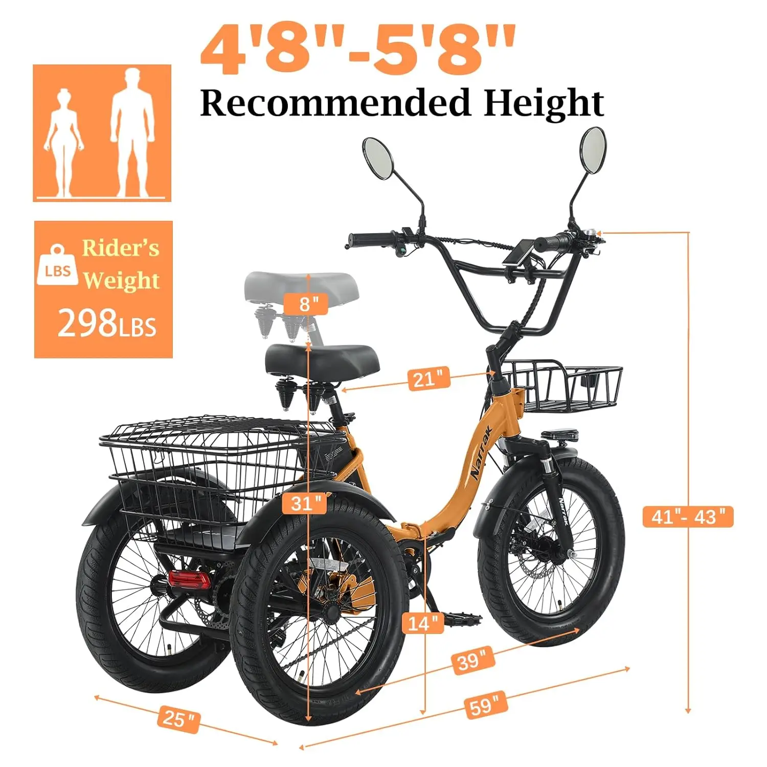 Fat Tire Folding Electric Tricycle for Adults, 3 Wheels Electric Trike, Peak 700W/1100W Motor, Customized Design
Fat Tire Folding Electric Tricycle for Adults, 3 Wheels Electric Trike, Peak 700W/1100W Motor, Customized Design