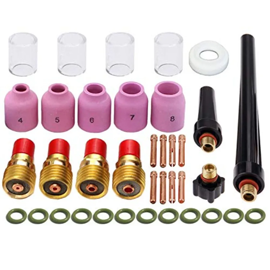 37pcs TIG Welding Torch Gas Lens Kit Accories for DB SR WP 9 20 25 Tig Welding Torch, with #10 Cup+Alumina Nozzle+Collet+Gas Le
37pcs TIG Welding Torch Gas Lens Kit Accories for DB SR WP 9 20 25 Tig Welding Torch, with #10 Cup+Alumina Nozzle+Collet+Gas Le