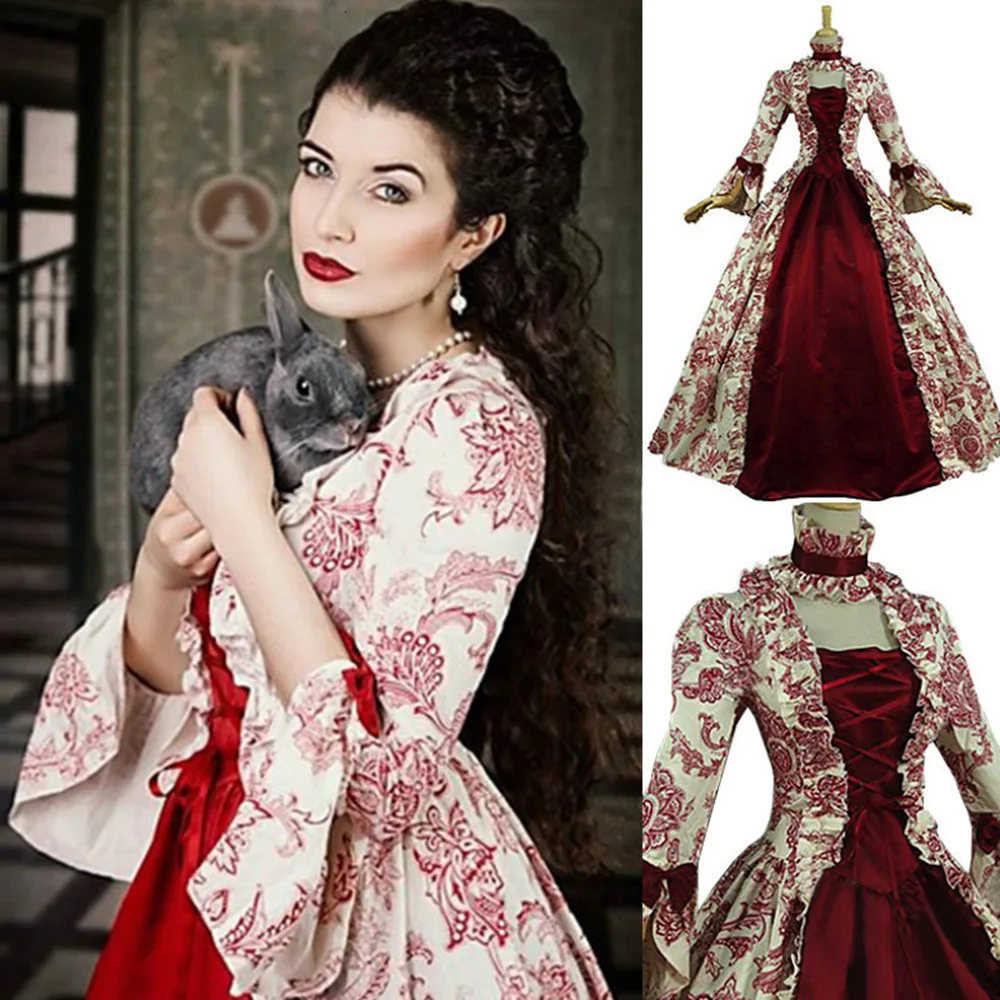 Europe and the United States medieval Victorian court evening dress Gothic long-sleeved printed large flared sleeves stage dress
Europe and the United States medieval Victorian court evening dress Gothic long-sleeved printed large flared sleeves stage dress