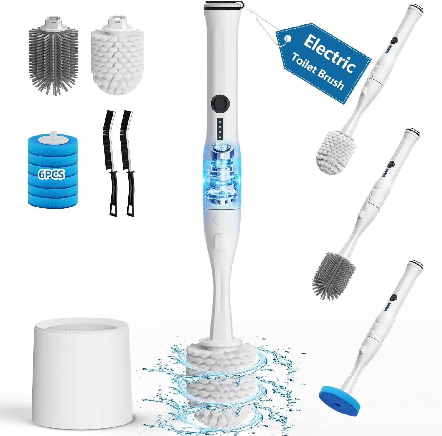 Electric Toilet Brush and Holder Set with 8 Replaceable Brush Heads, 6 Wand Refills, 2 Crevice Brushes
Electric Toilet Brush and Holder Set with 8 Replaceable Brush Heads, 6 Wand Refills, 2 Crevice Brushes