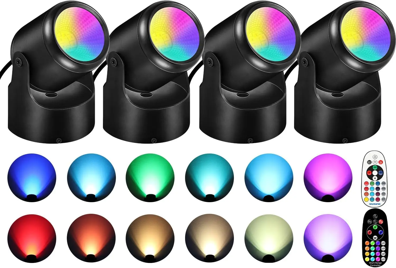 6W RGBW LED Color Changing Uplights Indoor, Remote Control, 120V Plug-in Floor Spotlights for Plants Pictures Parties, 4 Pack
6W RGBW LED Color Changing Uplights Indoor, Remote Control, 120V Plug-in Floor Spotlights for Plants Pictures Parties, 4 Pack