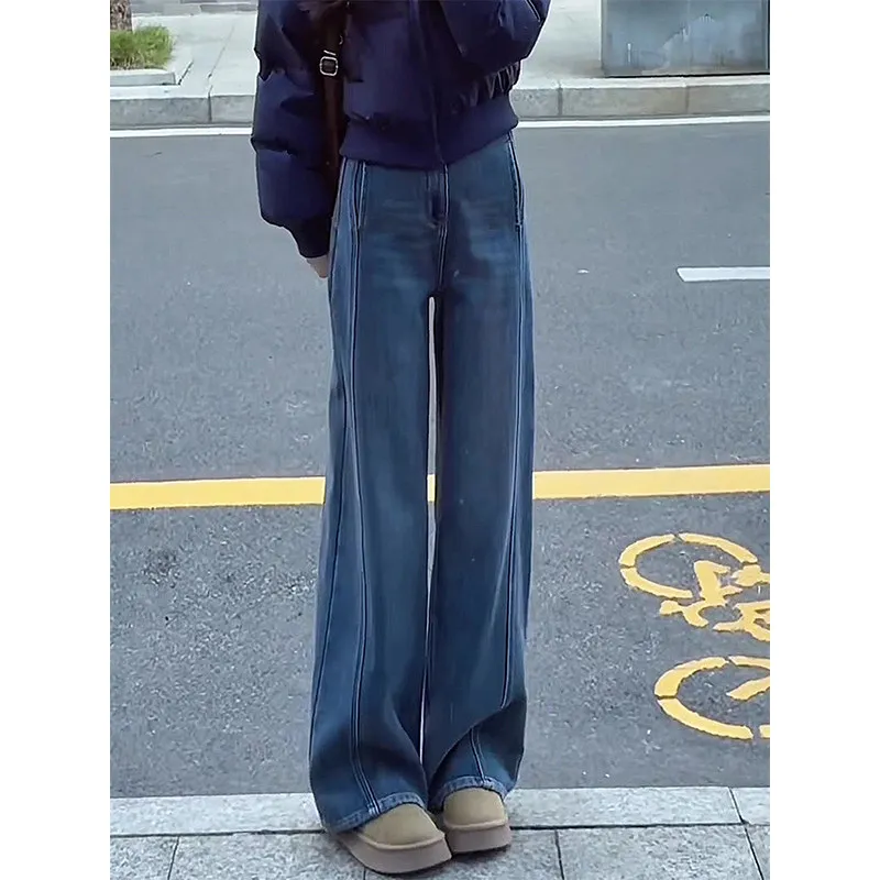 Retro Blue Straight Leg Jeans Women's High Waist Loose Slimming Small Size Narrow Version Straight Leg Pants Spring 2026
Retro Blue Straight Leg Jeans Women's High Waist Loose Slimming Small Size Narrow Version Straight Leg Pants Spring 2026