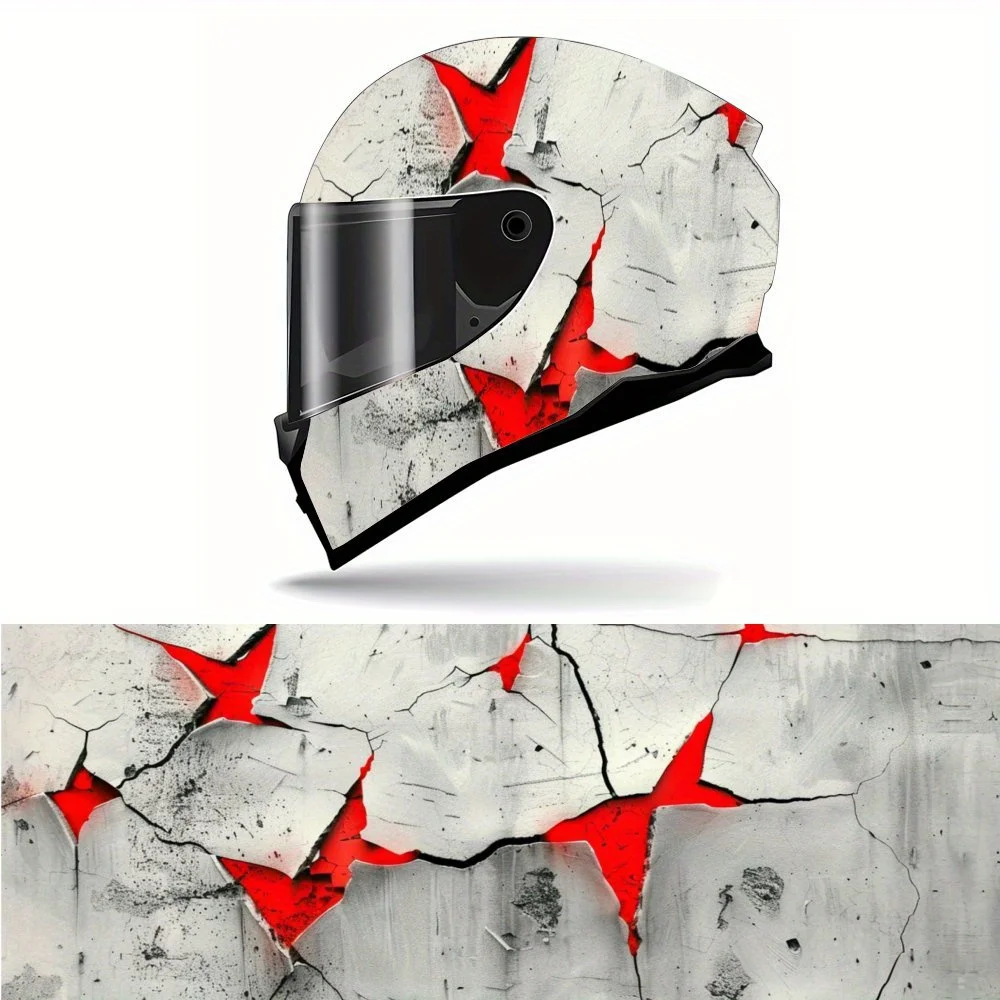 Red Cracks on White Background Helmet Vinyl Wrap, Waterproof Removable Decals for Motorcycle Bike Helmets, Anti-Scratch Universa
Red Cracks on White Background Helmet Vinyl Wrap, Waterproof Removable Decals for Motorcycle Bike Helmets, Anti-Scratch Universa