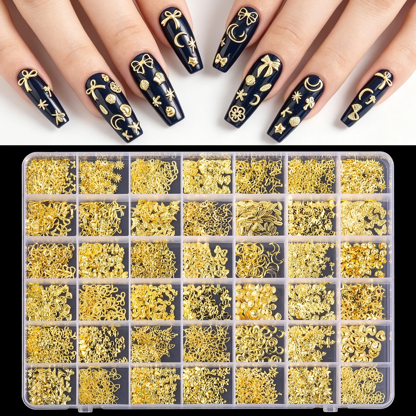 1000 pieces -42 grid 3D gold and silver star/cross nail rivet head alloy starlight nail decoration Y2K 3D cross/star nail decora
1000 pieces -42 grid 3D gold and silver star/cross nail rivet head alloy starlight nail decoration Y2K 3D cross/star nail decora