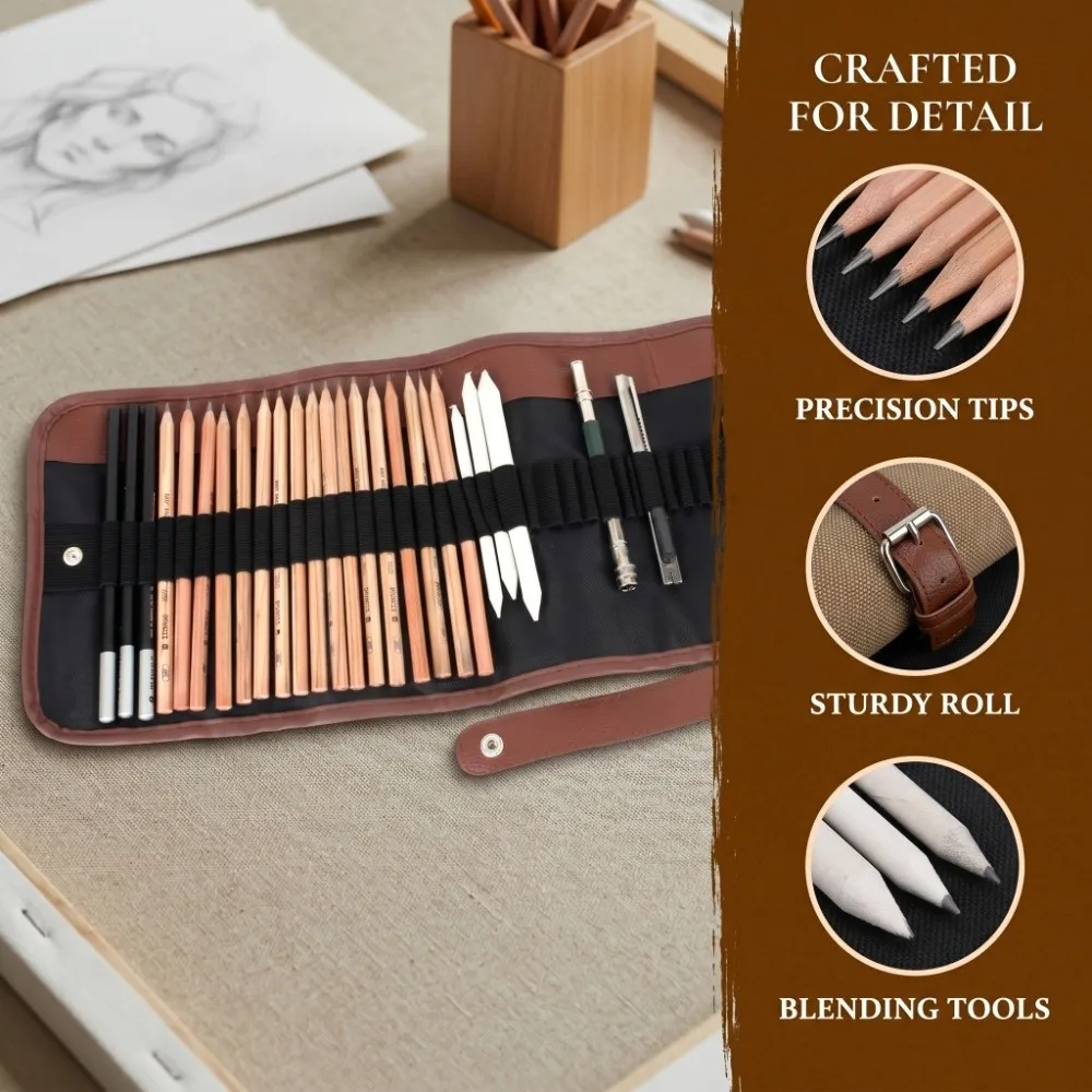 29PCS Portable Sketch Pencil Set Easy To Erase Easy To Sharpen Sketch Pencils Comfortable Grip Smooth Writing Art Supply Kit
29PCS Portable Sketch Pencil Set Easy To Erase Easy To Sharpen Sketch Pencils Comfortable Grip Smooth Writing Art Supply Kit