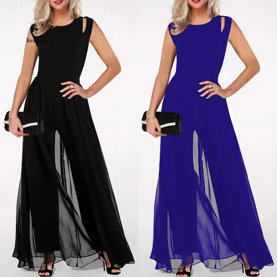 Ladies Jumpsuit Splicing Slim Fit Sleeveless Long Round Neck Sleeveless Milk Silk Solid Color Jumpsuit Casual Pleated Wide Leg
Ladies Jumpsuit Splicing Slim Fit Sleeveless Long Round Neck Sleeveless Milk Silk Solid Color Jumpsuit Casual Pleated Wide Leg