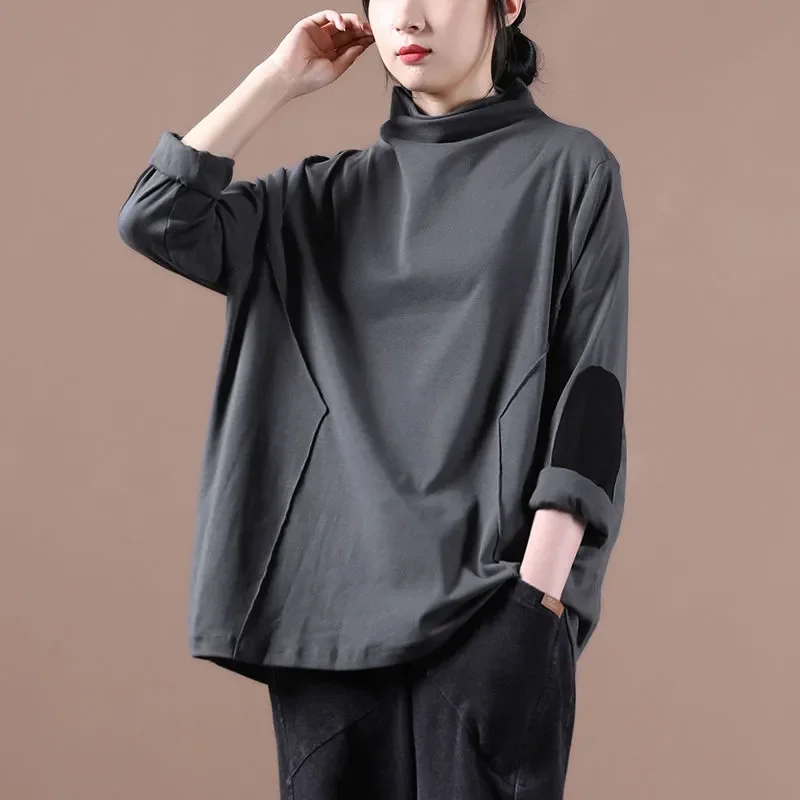 Autumn New Loose Half Turtleneck Solid Color Cotton T-shirt Korean Style Bottoming Shirt Versatile Top
Autumn New Loose Half Turtleneck Solid Color Cotton T-shirt Korean Style Bottoming Shirt Versatile Top
