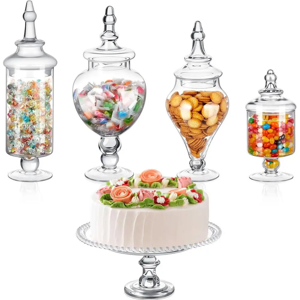 Set o 4 Clear Glass Apothecary Jars with Lids Glass Candy Jars Cookie Storage Canisters and Cake Stand or Wedding Decor Candy Bu
Set o 4 Clear Glass Apothecary Jars with Lids Glass Candy Jars Cookie Storage Canisters and Cake Stand or Wedding Decor Candy Bu