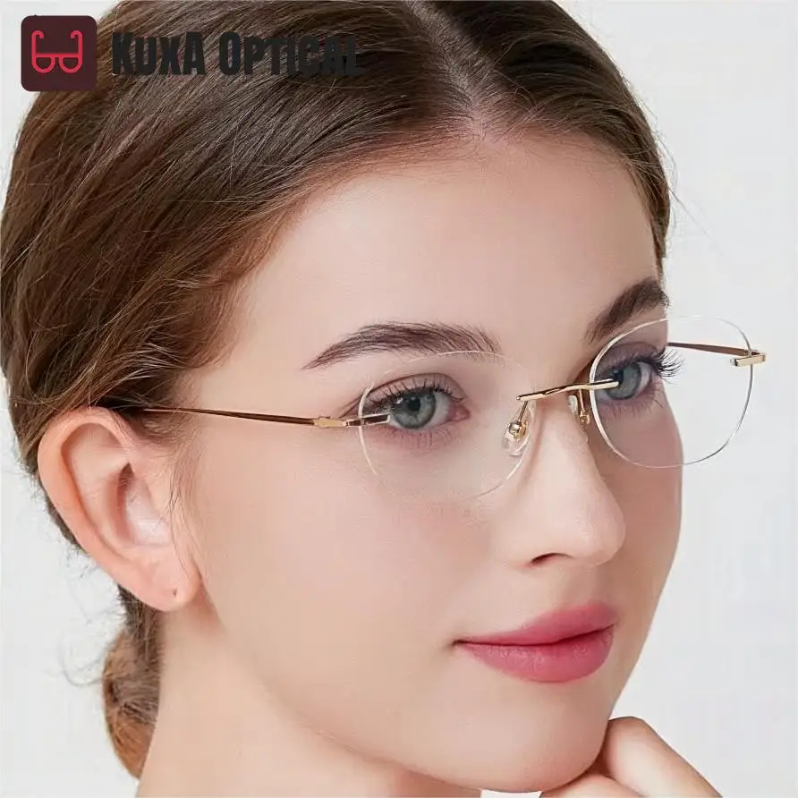 51mm Frame Prescription Myopia Women Titanium Rimless Oval Design Gold Eyeglasses Reading Glasses 6g
51mm Frame Prescription Myopia Women Titanium Rimless Oval Design Gold Eyeglasses Reading Glasses 6g